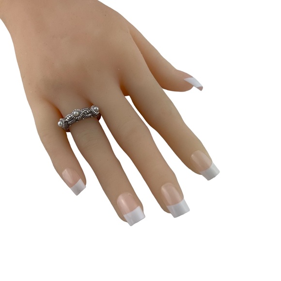 Judith Ripka Sterling Silver Pearl Ring Size 7 3/4 #12816 - Picture 5 of 7